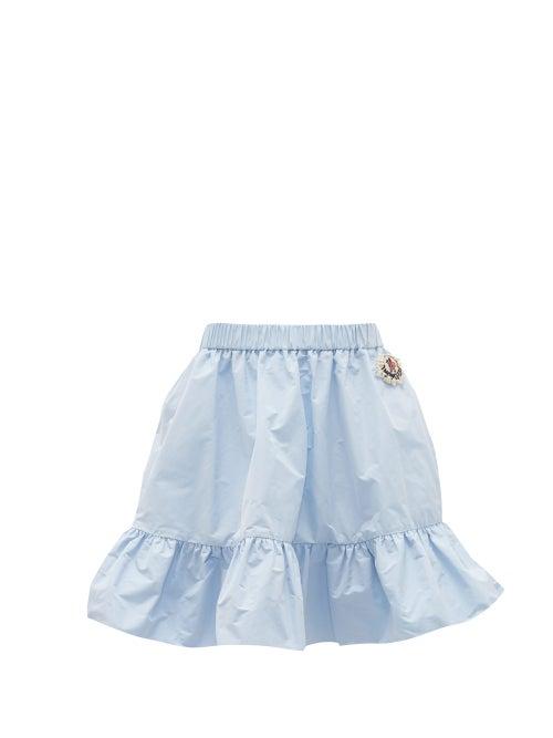 Matchesfashion.com 4 Moncler Simone Rocha - Faux Pearl-embellished Ruffled Mini Skirt - Womens - Light Blue