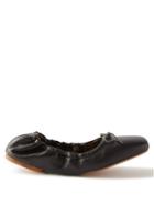 Brunello Cucinelli - Square-toe Leather Ballet Flats - Womens - Black