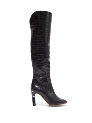 Matchesfashion.com Gabriela Hearst - Linda Over The Knee Crocodile Effect Leather Boots - Womens - Black