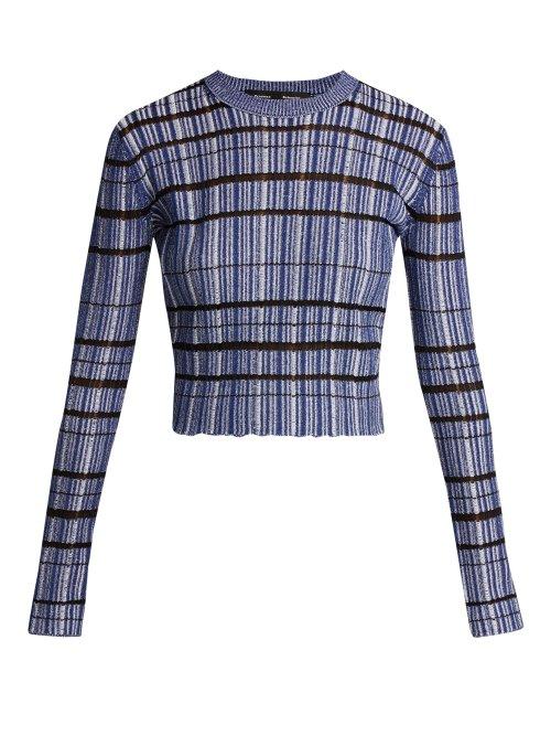 Matchesfashion.com Proenza Schouler - Striped Silk Blend Sweater - Womens - Blue Multi