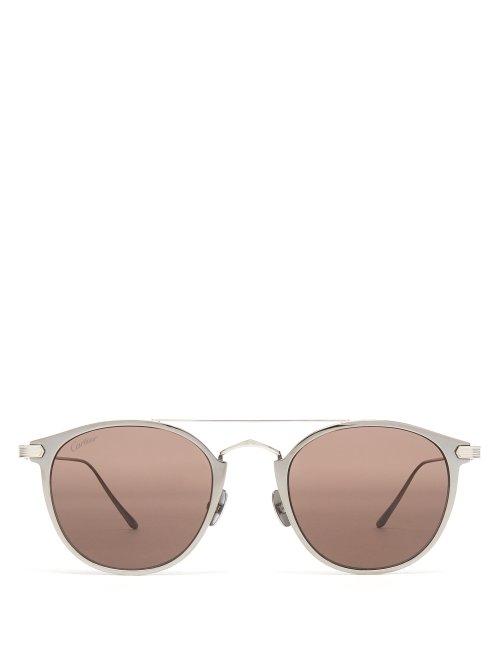 Matchesfashion.com Cartier Eyewear - Round Frame Metal Sunglasses - Mens - Black