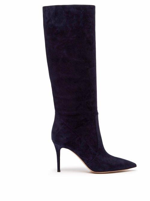 Matchesfashion.com Gianvito Rossi - Slouchy 85 Knee High Suede Boots - Womens - Navy