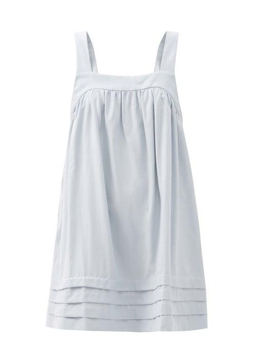 Matchesfashion.com Casa Raki - Sandra Square-neck Mini Dress - Womens - Light Blue