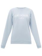Balmain - Logo-print Cotton-jersey Sweatshirt - Womens - Blue