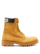 Matchesfashion.com Vetements - Logo Cuff Suede Trucker Boots - Mens - Beige