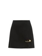 Matchesfashion.com Versace - Safety Pinned Wool Mini Skirt - Womens - Black