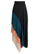 Matchesfashion.com Roksanda - Delma Contrast Panel Fluted Silk Skirt - Womens - Black Multi
