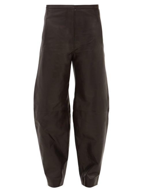 Matchesfashion.com Khaite - Emma High Rise Leather Trousers - Womens - Black