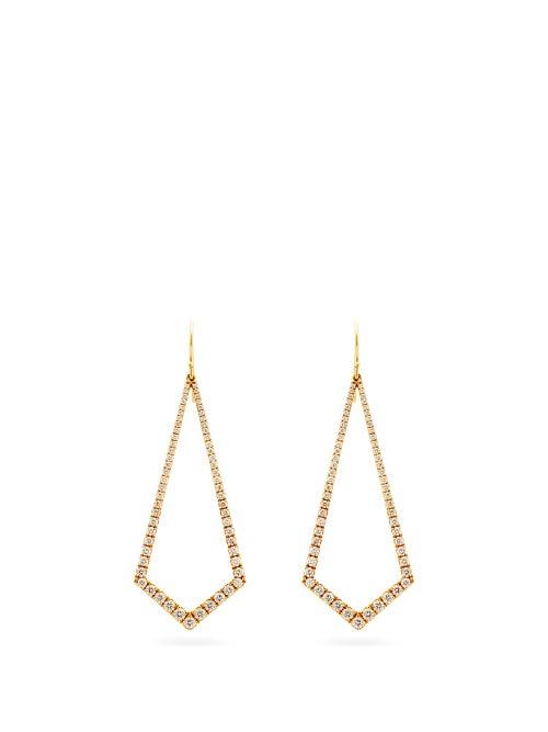 Matchesfashion.com Lizzie Mandler - Diamond & 18kt Gold Kite-drop Earrings - Womens - Gold