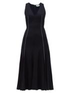 Matchesfashion.com Gabriela Hearst - Annabelle Fit And Flare Wool Blend Crepe Dress - Womens - Navy Multi