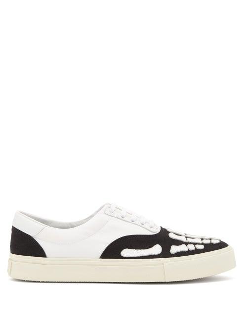 Matchesfashion.com Amiri - Skeleton Appliqu Canvas Slip-on Trainers - Mens - Black White