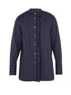 Wooyoungmi Ruffle-trimmed Striped Cotton Shirt