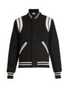 Saint Laurent Bi-colour Wool-blend Bomber Jacket