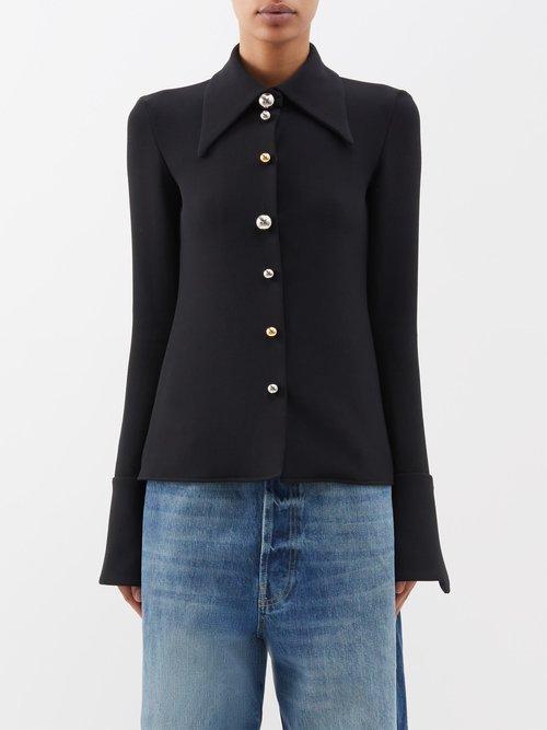 A.w.a.k.e. Mode - Point-collar Twill Shirt - Womens - Black
