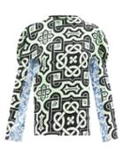 Ladies Rtw Matty Bovan - Tile And Floral-print Cotton Long-sleeve Top - Womens - Black Multi