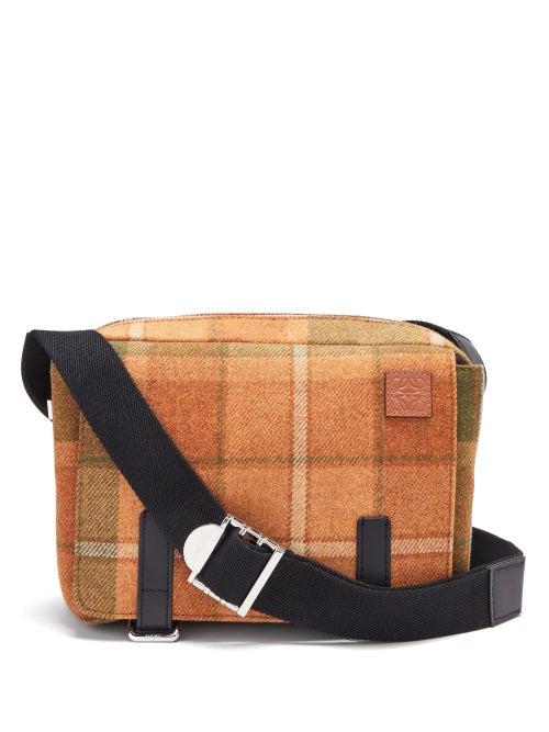 Matchesfashion.com Loewe - Military Xs Wool-tartan Messenger Bag - Mens - Tan