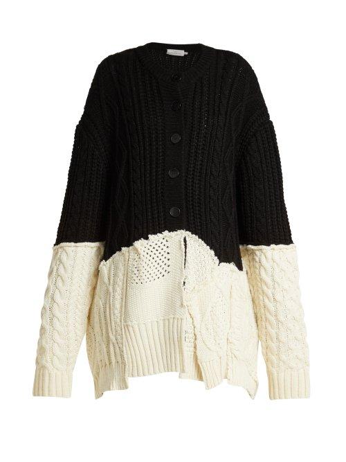 Matchesfashion.com Preen By Thornton Bregazzi - Myra Contrast Panel Wool Blend Cardigan - Womens - Black White