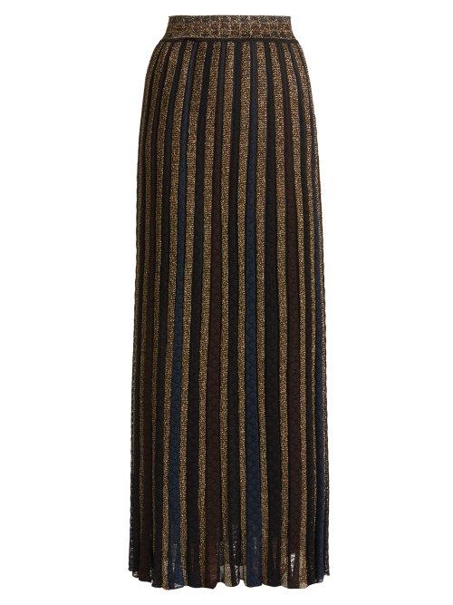 Matchesfashion.com Missoni - Metallic Striped Knitted Skirt - Womens - Black Gold