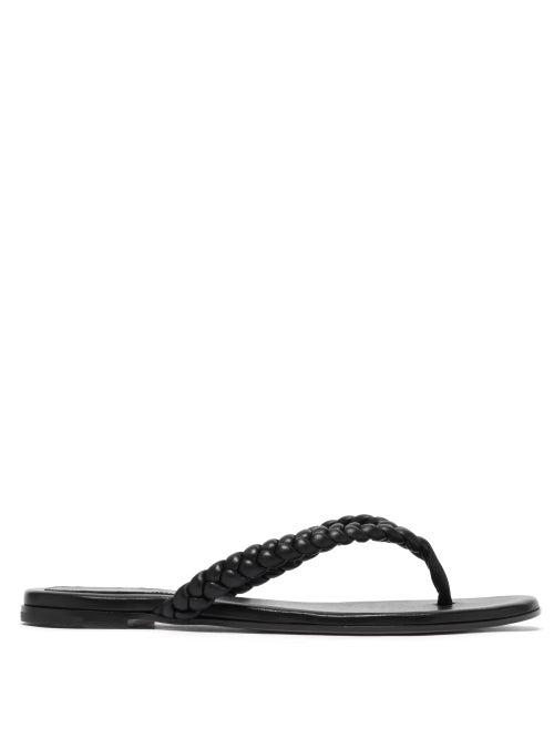 Matchesfashion.com Gianvito Rossi - Tropea Braided Flat Leather Sandals - Womens - Black