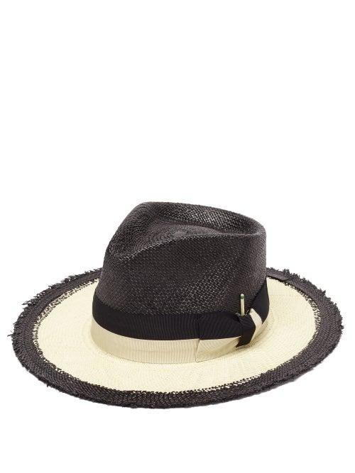 Matchesfashion.com Nick Fouquet - 1/2 Moon Straw Panama Hat - Mens - Black Beige