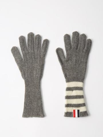 Thom Browne - Four Bar-intarsia Cashmere Gloves - Mens - Grey