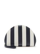 Matchesfashion.com Mansur Gavriel - Mini Moon Striped Leather Clutch - Womens - Navy White