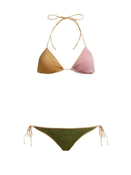 Matchesfashion.com Oseree - Lumire Triangle Metallic Bikini - Womens - Pink Multi
