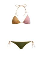 Matchesfashion.com Oseree - Lumire Triangle Metallic Bikini - Womens - Pink Multi