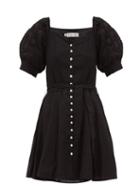 Matchesfashion.com Innika Choo - Floral Embroidered Ramie Mini Dress - Womens - Black