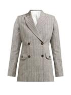 Matchesfashion.com Joseph - Moore Double Breasted Cotton Blend Check Blazer - Womens - Beige Multi