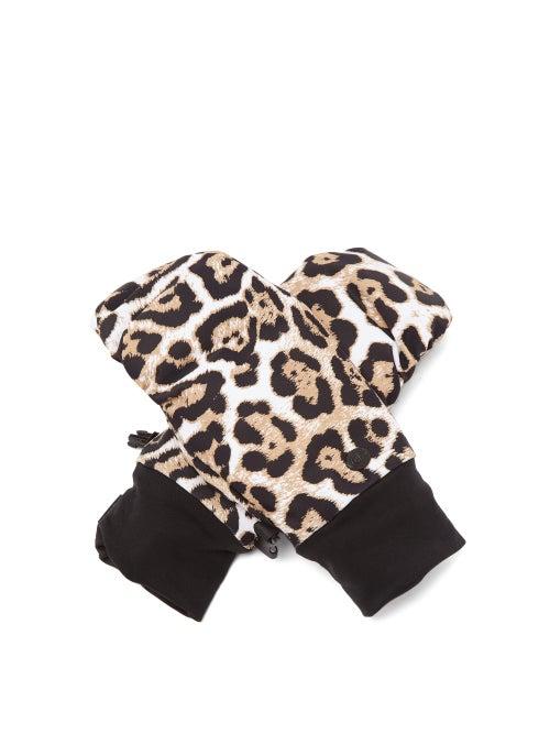 Matchesfashion.com Goldbergh - Moon Leopard-print Padded-shell Ski Mittens - Womens - Leopard