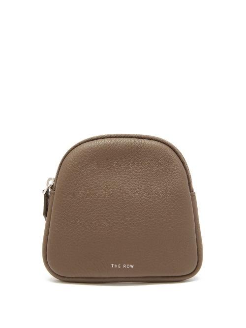 The Row - Circle Grained-leather Wallet - Womens - Brown