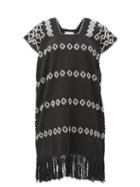 Matchesfashion.com Pippa Holt - Embroidered Cotton Mini Kaftan - Womens - Black White