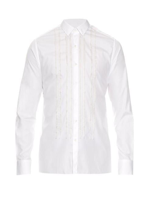 Lanvin Button-cuff Pleated Cotton-poplin Shirt