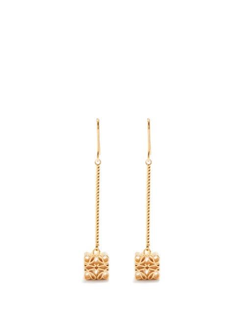 Loewe - Anagram Gold-plated Sterling Silver Earrings - Womens - Gold