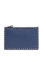 Matchesfashion.com Valentino - Rockstud Pebbled Leather Pouch - Mens - Indigo