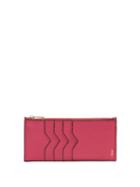 Matchesfashion.com Valextra - Contrast Edge Grained Leather Coin Purse - Womens - Pink