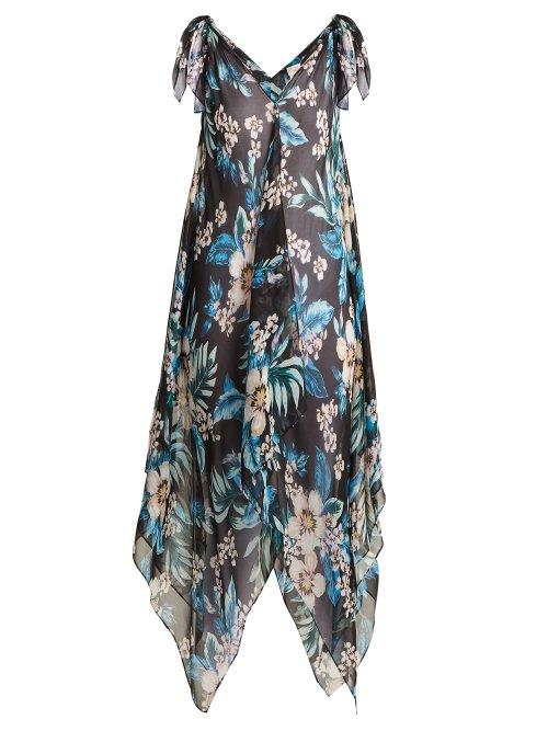 Matchesfashion.com Diane Von Furstenberg - Floral Print Silk Chiffon Cover Up - Womens - Black Print