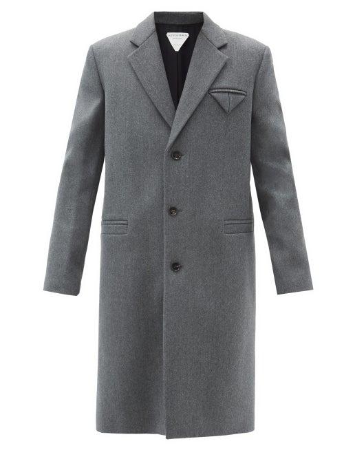 Matchesfashion.com Bottega Veneta - Single-breasted Wool Coat - Mens - Grey