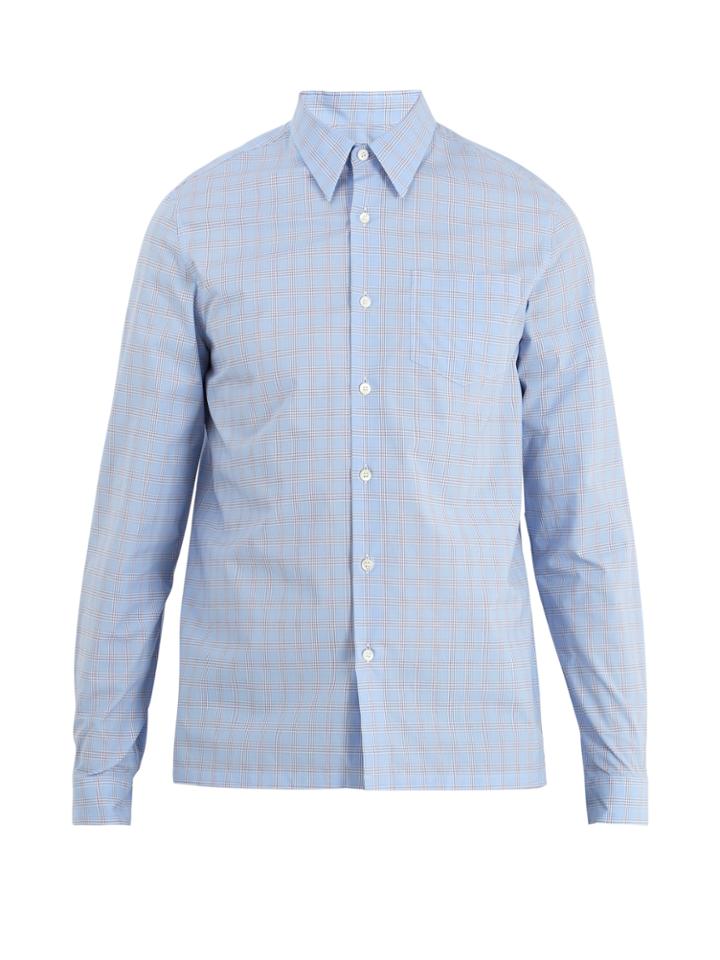 Prada Point-collar Checked Cotton Shirt