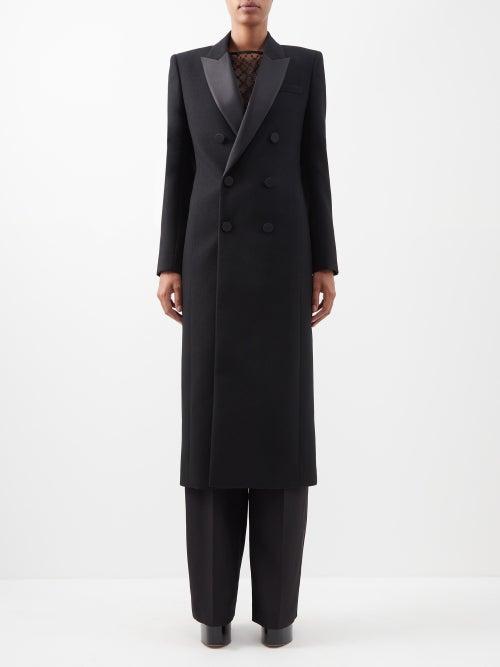 Saint Laurent - Double-breasted Wool Crepe Coat - Womens - Black