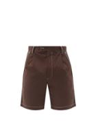 Matchesfashion.com Phipps - Dad Topstitched Organic-cotton Twill Shorts - Mens - Dark Brown