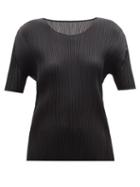 Pleats Please Issey Miyake - Technical-pleated T-shirt - Womens - Black
