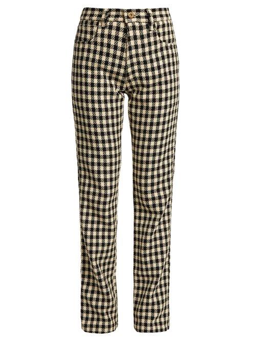 Matchesfashion.com Wales Bonner - Brother Checked Slim Leg Cotton Trousers - Womens - Black Cream