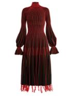 Alexander Mcqueen Contrast-stitching High-neck Silk Dress