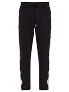 Matchesfashion.com Dolce & Gabbana - Satin Side Stripe Cotton Blend Jersey Track Pants - Mens - Navy