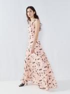 Raey - Sprig-print Knot-front Silk Maxi Dress - Womens - Pink Print