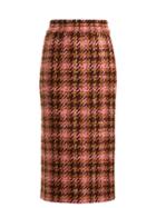 Matchesfashion.com Miu Miu - Houndstooth Virgin Wool Blend Boucl Pencil Skirt - Womens - Pink Multi