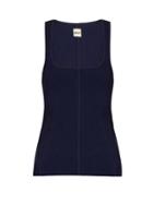 Matchesfashion.com Khaite - Danielle Scoop Neck Ribbed Knit Tank Top - Womens - Navy