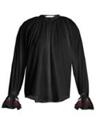 Matchesfashion.com Bliss And Mischief - Cherry Embroidered Cotton Voile Shirt - Womens - Black